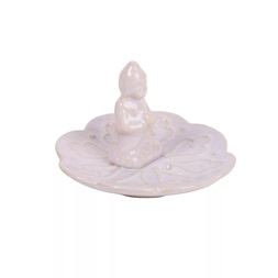 IRIS kerámia füstölő tartó, buddha, fehér 10,5 cm