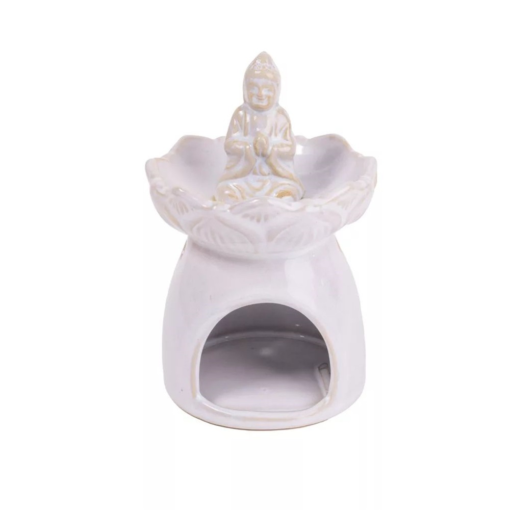 IRIS kerámia olajmécses, buddha, fehér 15 cm
