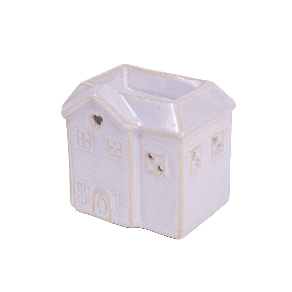 IRIS kerámia olajmécses, épület, fehér 10 cm