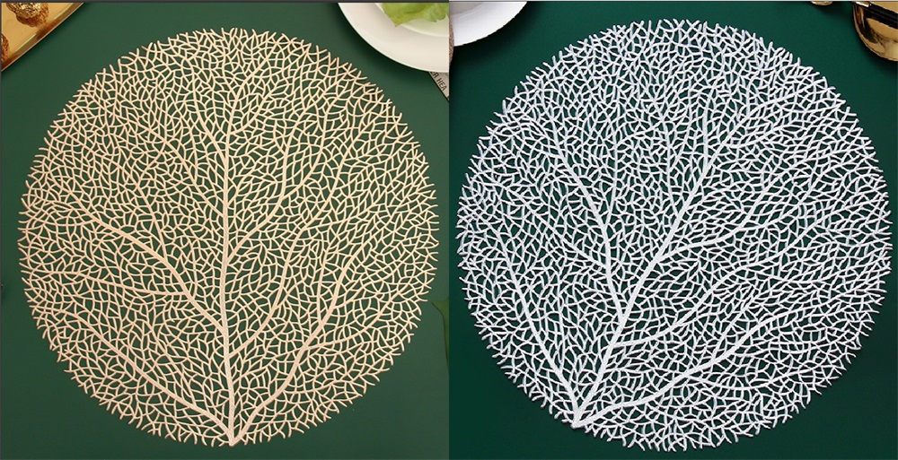 IRIS műanyag alátét, kerek, fa, arany vagy ezüst 38 cm