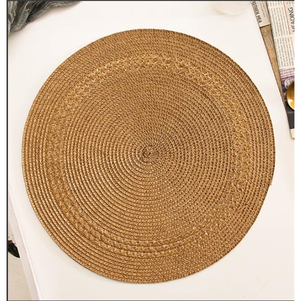 IRIS műanyag alátét, kerek, zsinórfonás, barna 38 cm