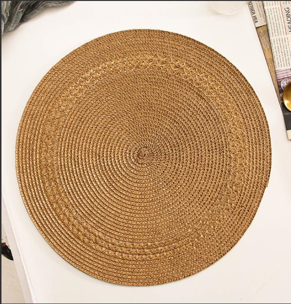 IRIS műanyag alátét, kerek, zsinórfonás, barna 38 cm