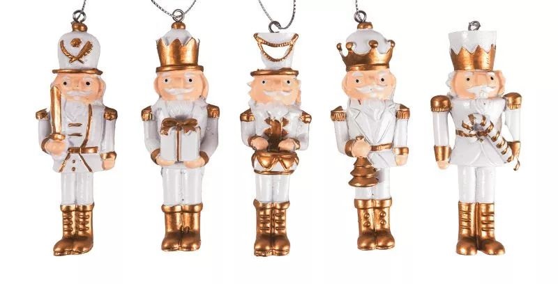 IRIS polirezin akasztós diótörő, fehér és arany, 1db 4 x 10 cm