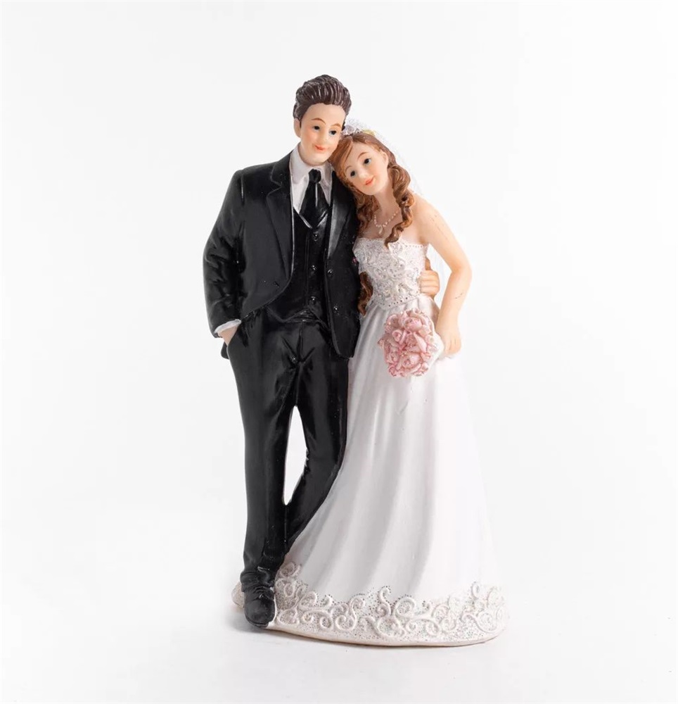 IRIS polirezin esküvői pár, ölelkezők, fekete fehér 13,9 cm