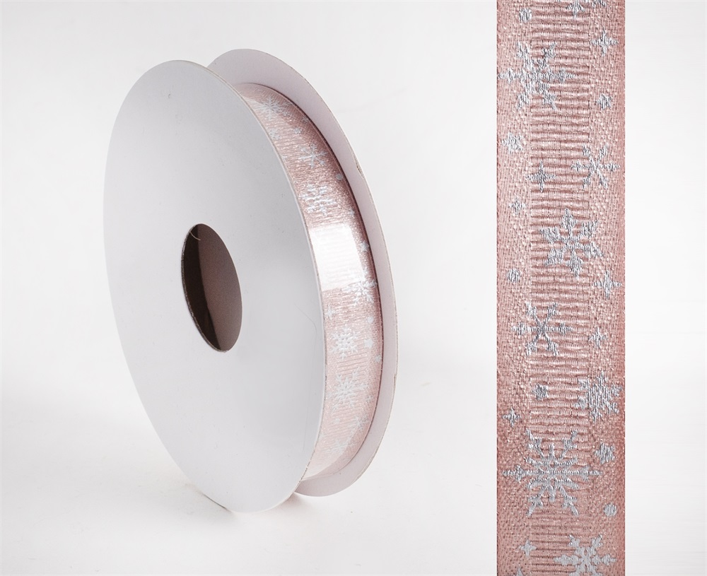 IRIS szalag hópihés rosegold 15mm/10méter