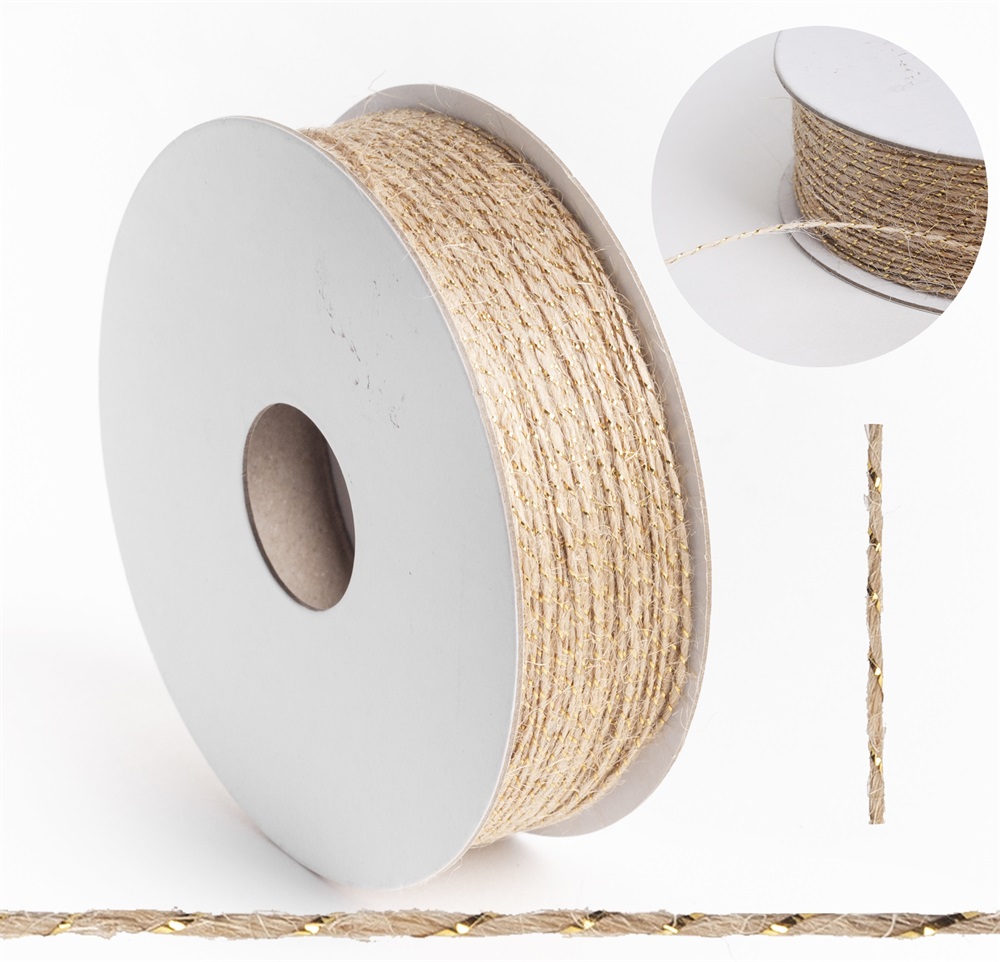 IRIS szalag juta natúr/ arany 1mm/100 méter