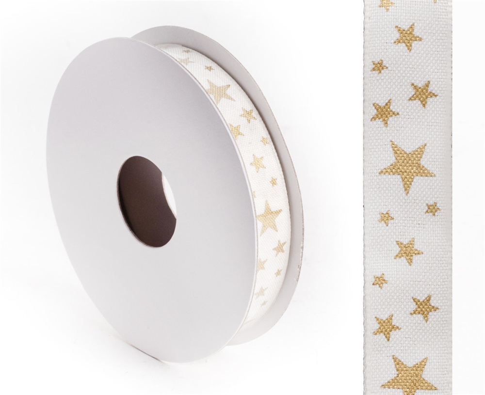 IRIS szalag textil csillagos krém 15mm/10méter