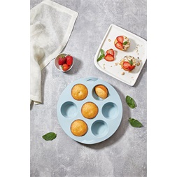 IRIS szilikon kerek muffin sütőforma 7 darabhoz, szürke, fekete vagy piros színű SL-3206
