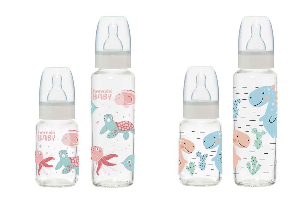 IRIS teknős vagy dinoszaurusz mintás cumisüveg szett 6-12 hónapos babáknak, 2 cseppes, 2 darabos, 125ml+250ml 111829-804