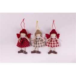IRIS textil akasztós angyal, kötött sapkában 4db, 13 cm