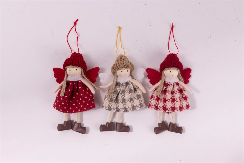 IRIS textil akasztós angyal, kötött sapkában 4db, 13 cm