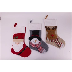 IRIS textil akasztós zokni, karácsonyi figurás, télapó, hóember, rénszarvas, 3 féle 42 x 26cm