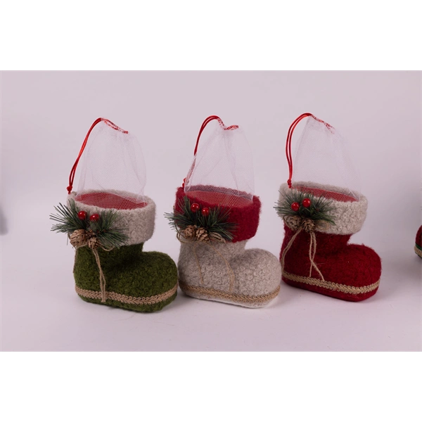 IRIS textil és műanyag csizma, ilex ággal, bolyhos, 3 féle 14cm