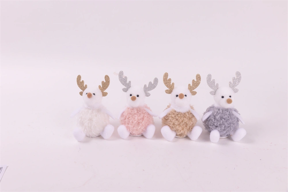 IRIS textil rénszarvas ülő, bolyhos, 11 cm