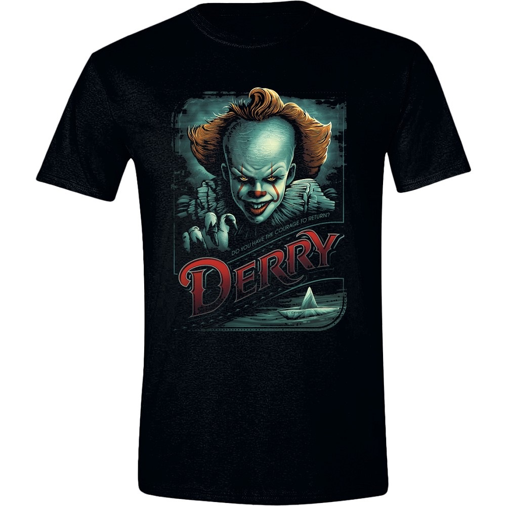 IT (Az) - Derry Propaganda Poster mintás fekete póló, L méret