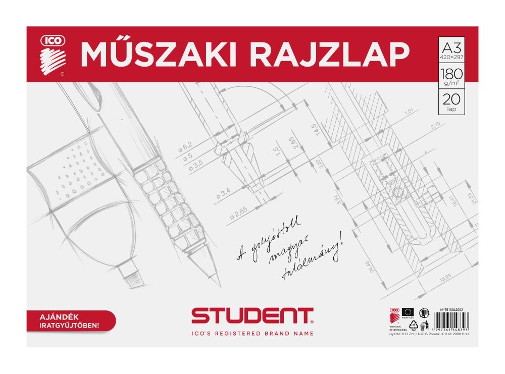 ICO Student műszaki A3 20lapos rajzlap