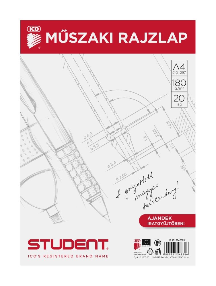 ICO Student műszaki A4 20lapos rajzlap
