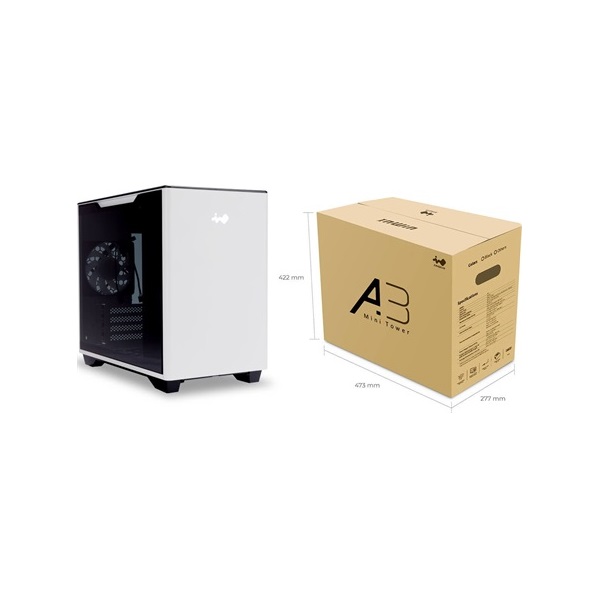 InWin A3 táp nélküli ablakos MT Mini Tower számítógépház fehér