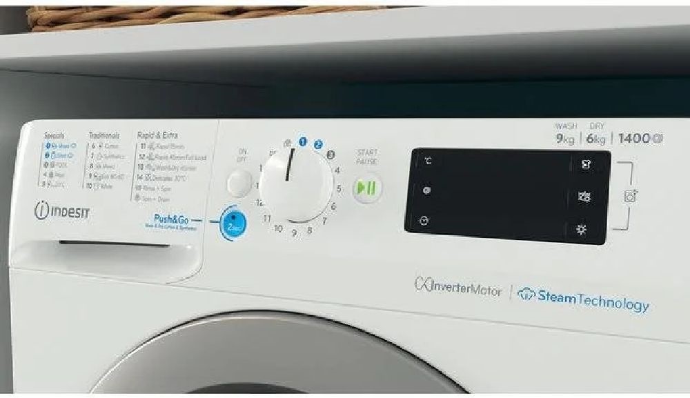 Indesit BDE 96436 EWSV EE fehér, elöltöltős, max.1400ford., 9 kg/6 kg, mosó-szárítógép
