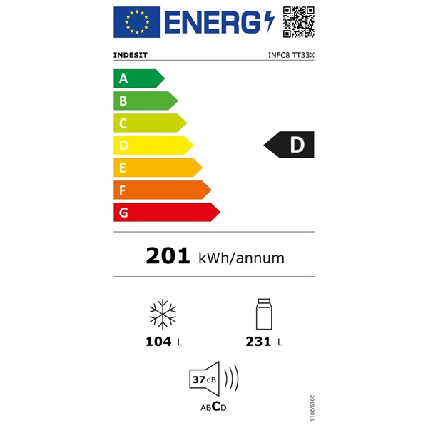 Indesit INFC8 TT33X inox, alulfagyasztós, Hűtő:231L, Fagyasztó:104L, Total No frost hűtőszekrény (Újszerű)