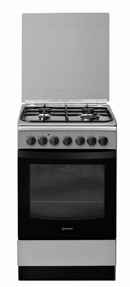 Indesit IS5G5PHX/E inox, szabadonálló, gáz, kombinált, főzőzóna: 4, sütő:60L, grill, tűzhely