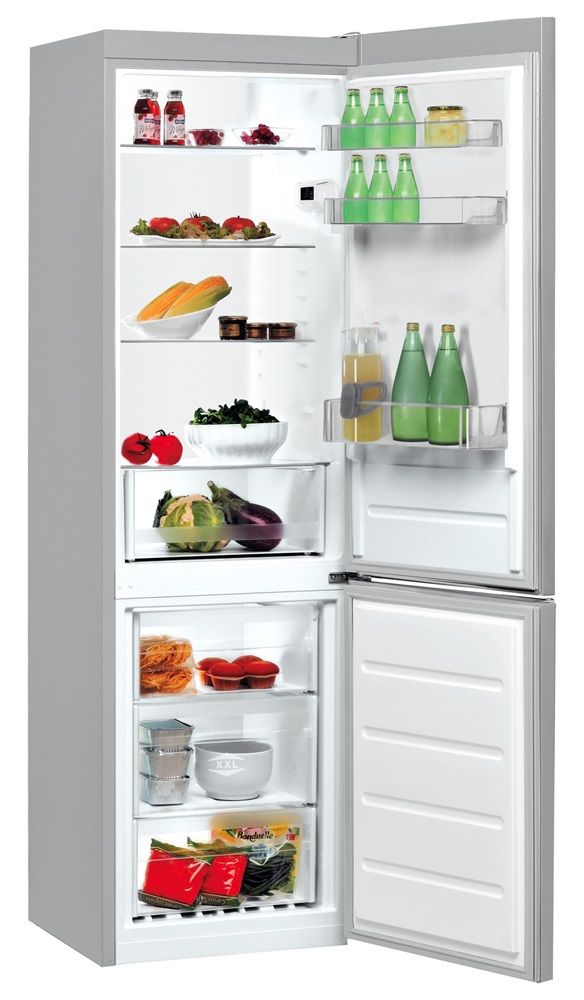 Indesit LI8 S2E X inox, alulfagyasztós, Hűtő:228L, Fagyasztó:111L, Less. frost hűtőszekrény