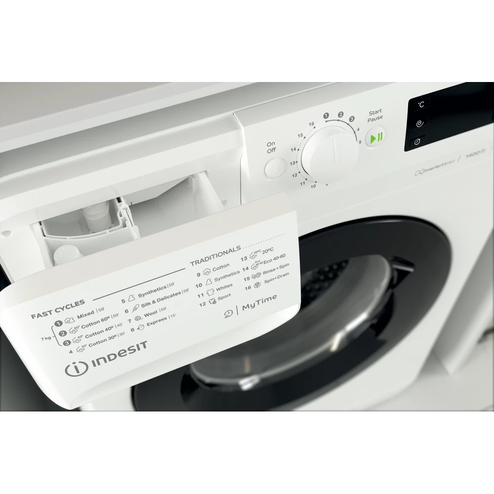 Indesit MTWE 71484 WK EE fehér, elöltöltős, max.1350ford., 7 kg, mosógép