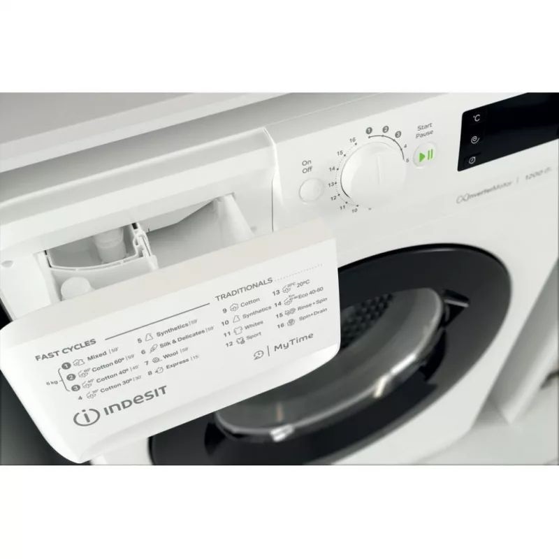Indesit MTWSE 61294 WK EE fehér, elöltöltős, keskeny, max.1200ford., 6 kg, mosógép (Újszerű)