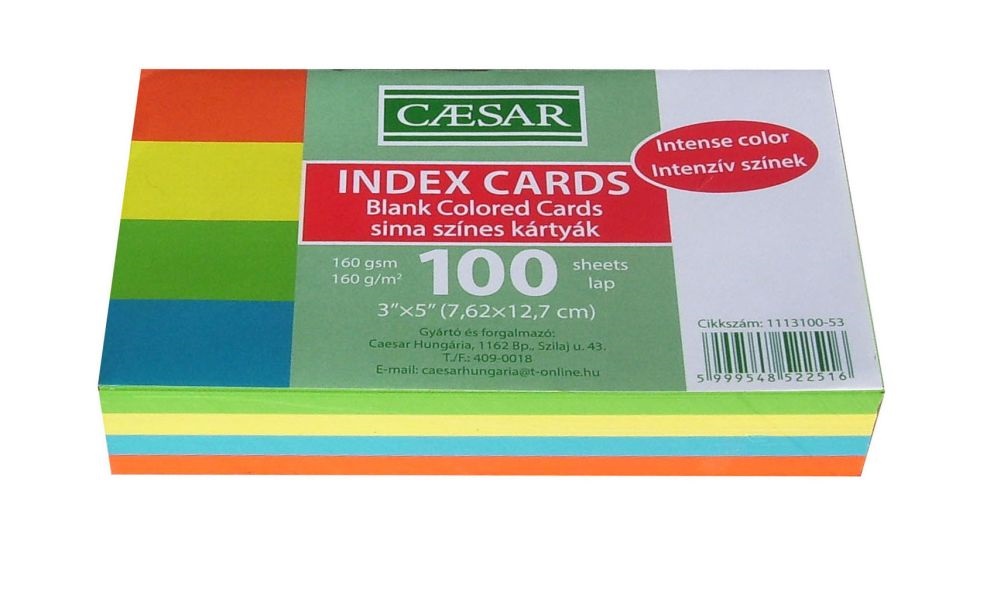 Caesar sima 100db/csomag intenzív színes indexkártya