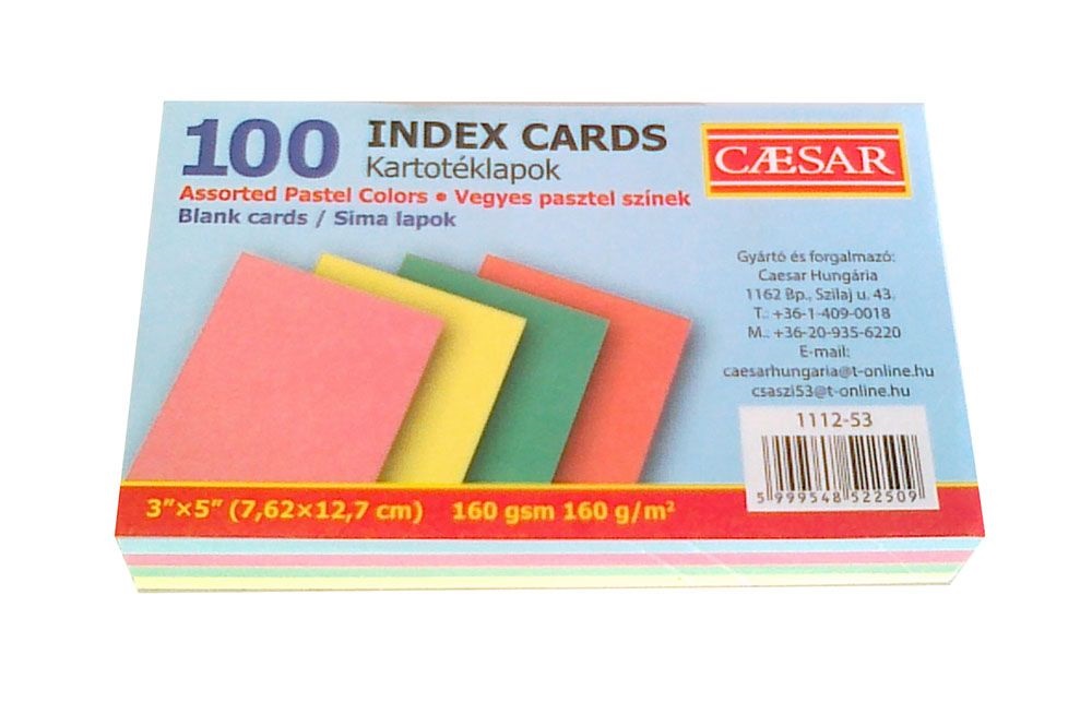 Caesar sima 100db/csomag pasztell indexkártya