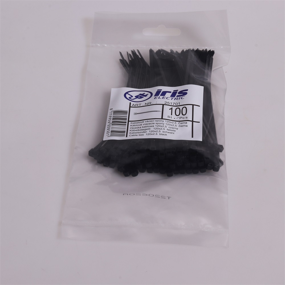 Iris Electric 100 db fekete 160x2,5mm kábelkötegelő, gyorskötöző, kötegelő, UV álló