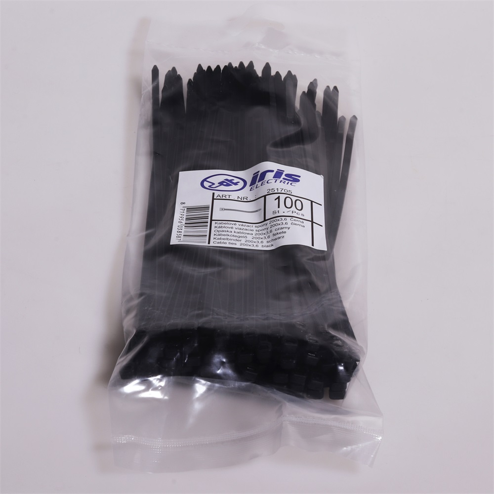 Iris Electric 100 db fekete 370x3,6mm kábelkötegelő, gyorskötöző, kötegelő, UV álló