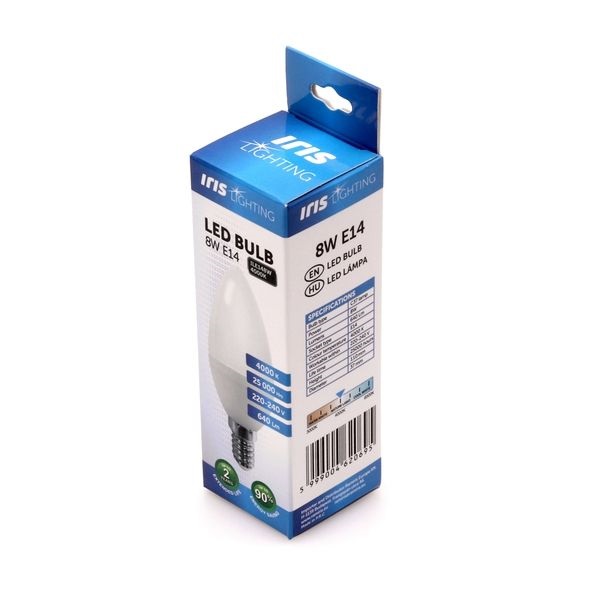 Iris Lighting E14 C37 8W/4000K/640lm gyertya LED fényforrás (Újszerű)