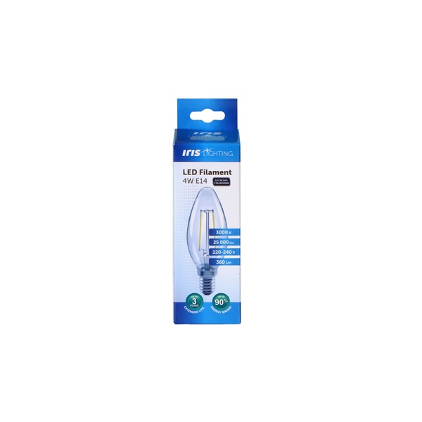 Iris Lighting Filament Candle Bulb E14 FLC35 4W/3000K/360lm gyertya LED fényforrás (Újracsomagolt)