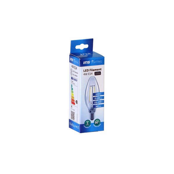 Iris Lighting Filament Candle Bulb E14 FLC35 4W/3000K/360lm gyertya LED fényforrás (Újracsomagolt)