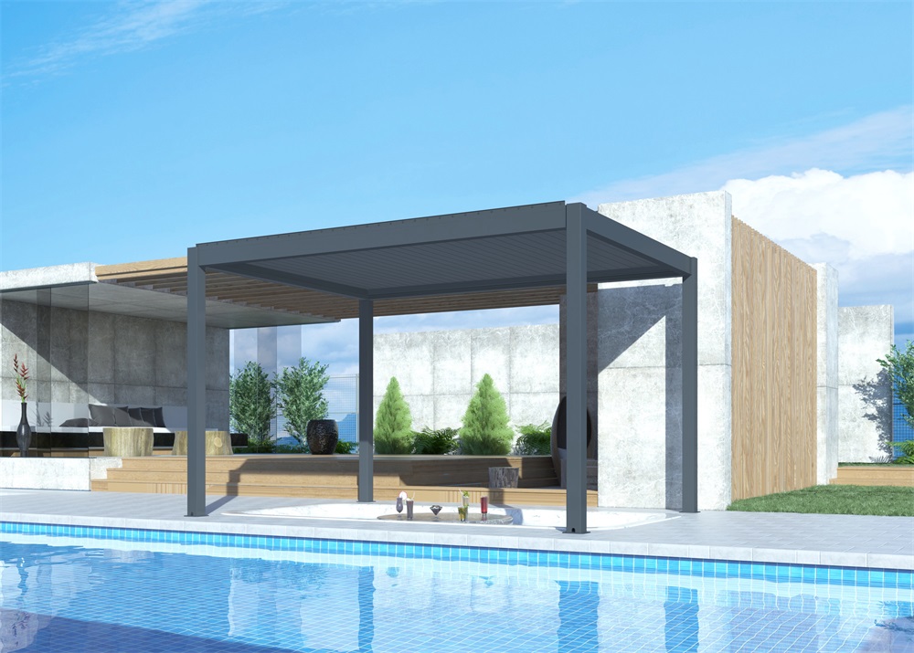 Iris MP-103GR bioklimatikus, elektromos mozgatású, LED világítású, antracit 3x4 m pergola