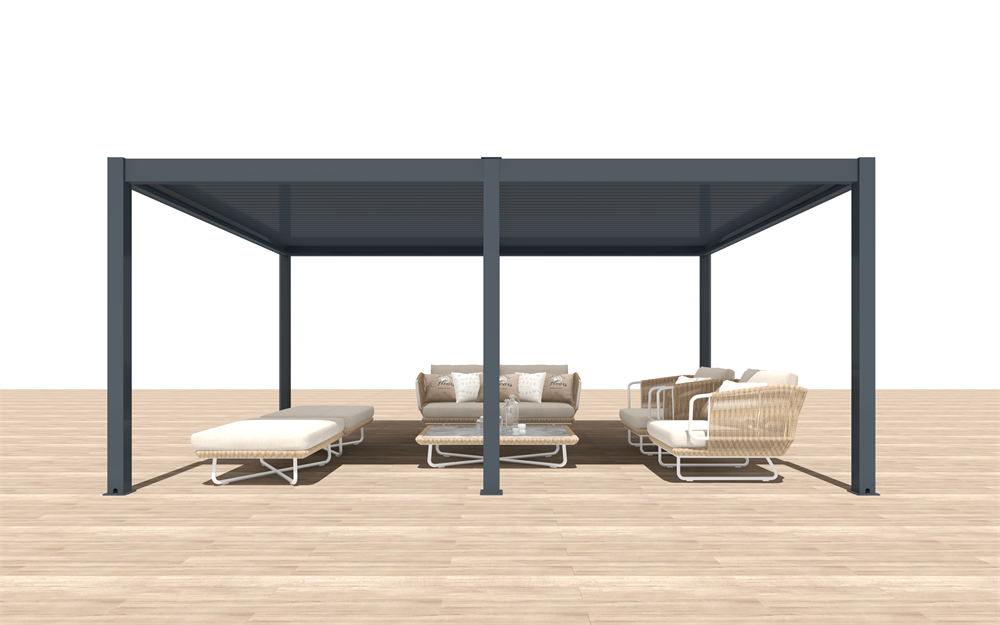 Iris MP-106GR bioklimatikus, elektromos mozgatású, LED világítású, antracit 6x4 m pergola