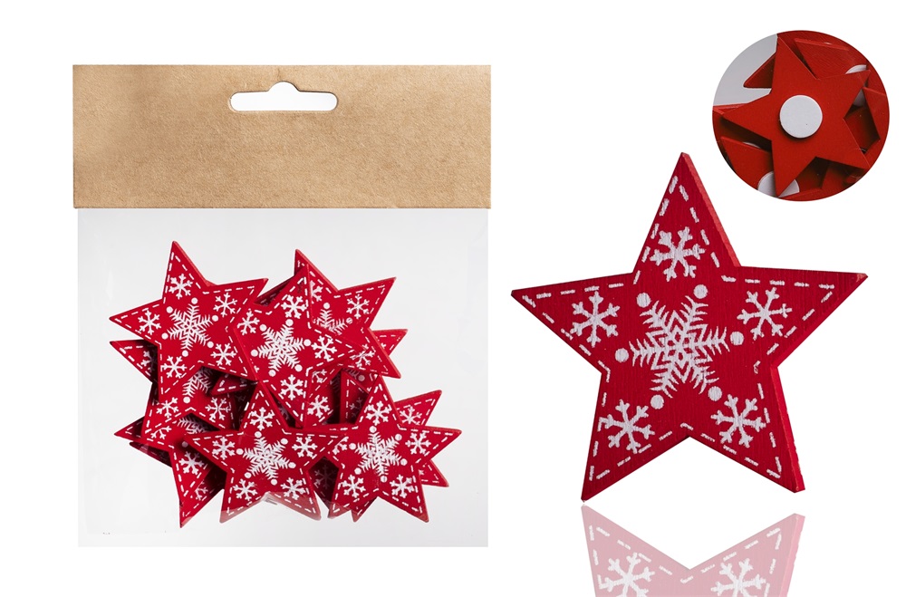 Iris fa csillag 12db piros hópihe 4 cm