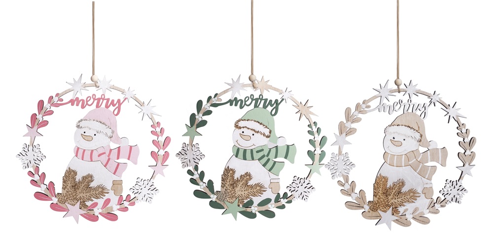 Iris fa kopogtató hóember karácsony 20 cm