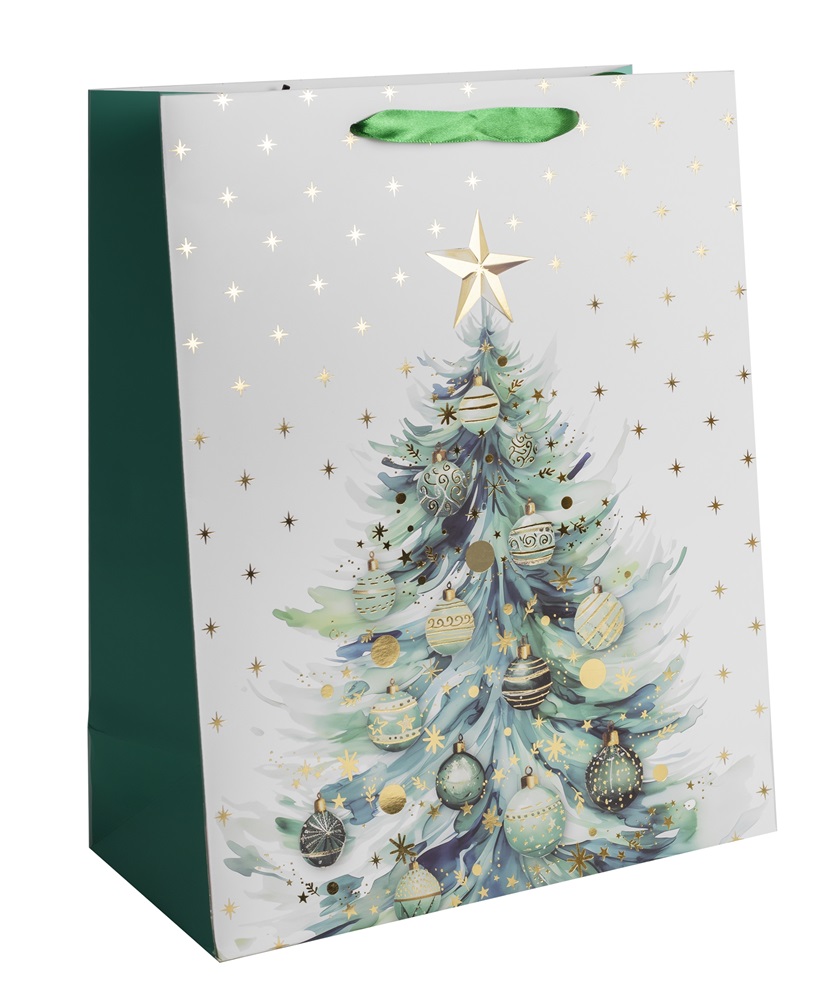Iris fenyő arany díszes papírtasak matt 18*23 cm