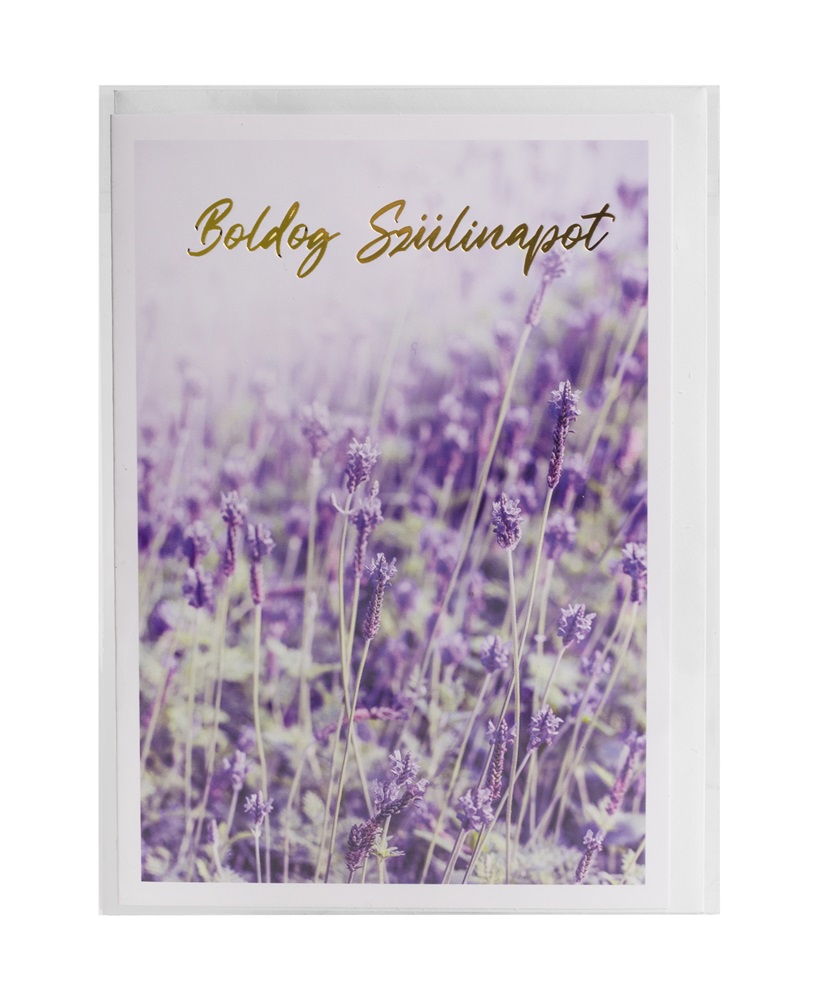 Iris képeslap boldog születésnapot levendula 13*19 cm