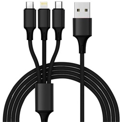Izoxis USB fali töltő + Izoxis USB - USB Type-C/microUSB/Lightning kábel