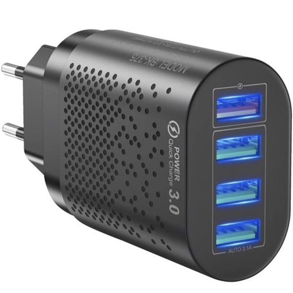 Izoxis USB fali töltő + Izoxis USB - USB Type-C/microUSB/Lightning kábel