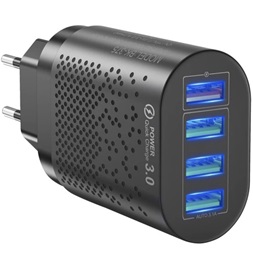 Izoxis USB fali töltő + Izoxis USB - USB Type-C/microUSB/Lightning kábel