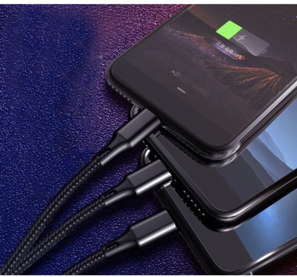 Izoxis 3in1 USB Type-C/microUSB/Lightning gyorstöltő kábel