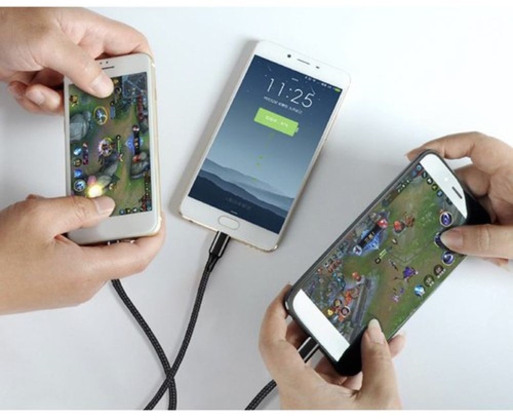 Izoxis 3in1 USB Type-C/microUSB/Lightning gyorstöltő kábel