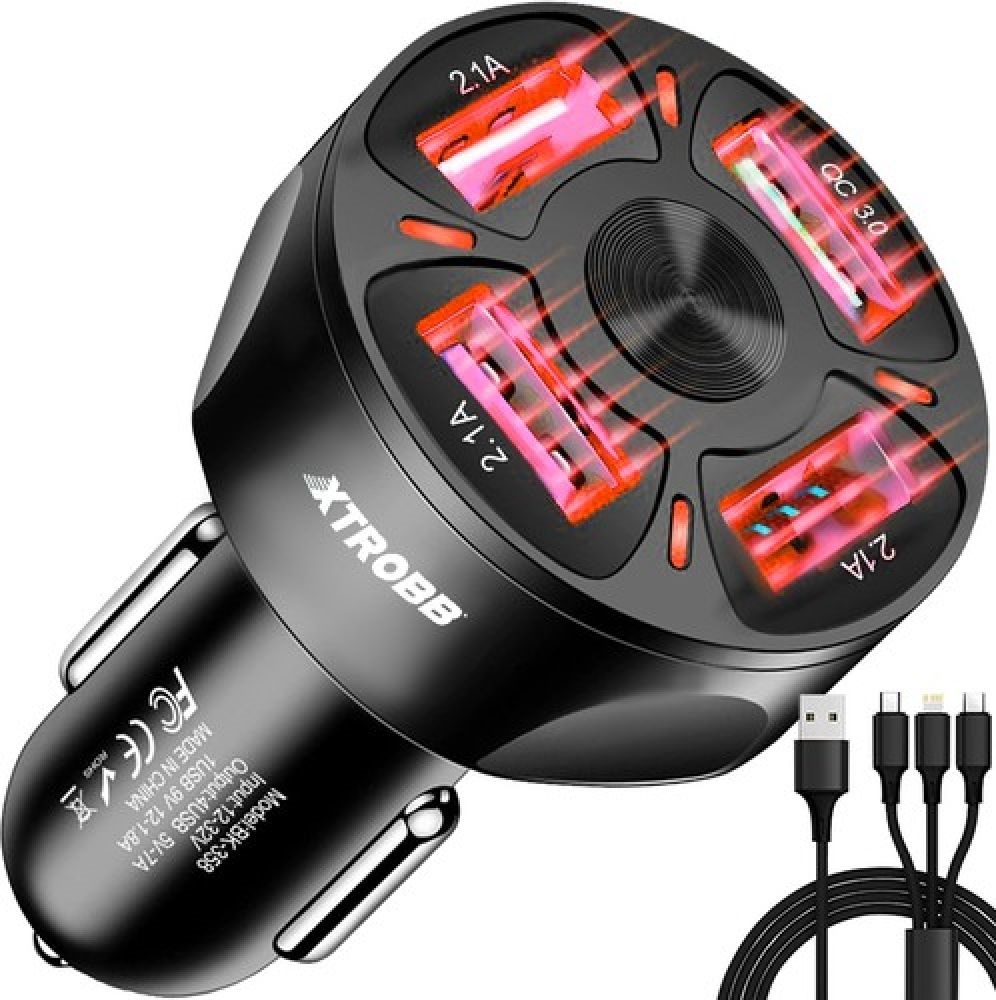 Izoxis USB autós töltő + Izoxis USB - USB Type-C/microUSB/Lightning kábel
