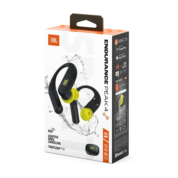 JBL Endurance PEAK 4 True Wireless Bluetooth fekete-lime sport fülhallgató