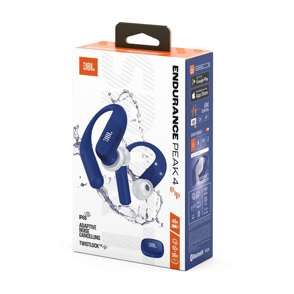 JBL Endurance PEAK 4 True Wireless Bluetooth kék sport fülhallgató