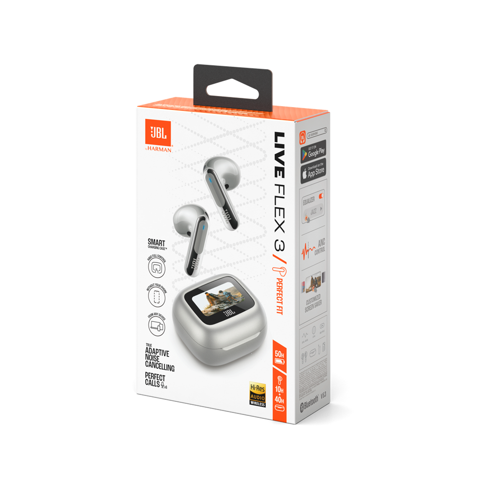 JBL Live Flex 3 True Wireless Bluetooth zajszűrős ezüst fülhallgató